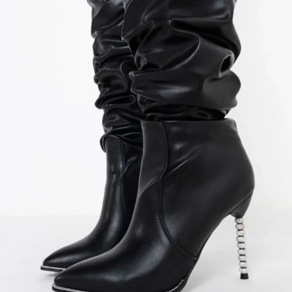 AZALEA WANG UP ALL NIGHT  STILETTO BOOT IN BLACK ( BRAND NEW !!!!!!!!! )